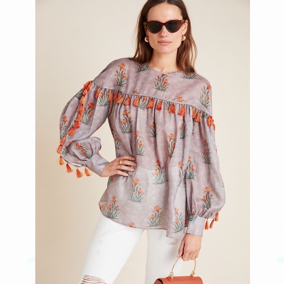 Anthropologie Tops - NWT Anthropologie Sachin Babi Acacia Tassel Blouse XS